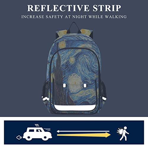 ALAZA Starry Night Sky Van Gogh Laptop Backpack Purse for Women Men Travel Bag Casual Daypack with Compartment & Multiple Pockets