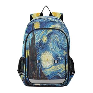 alaza starry night sky van gogh laptop backpack purse for women men travel bag casual daypack with compartment & multiple pockets
