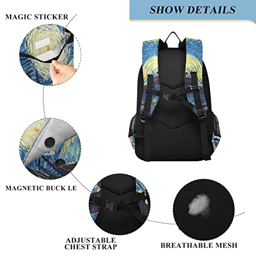 ALAZA Starry Night Sky Van Gogh Laptop Backpack Purse for Women Men Travel Bag Casual Daypack with Compartment & Multiple Pockets