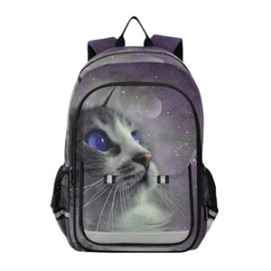alaza galaxy space animal cat laptop backpack purse for women men travel bag casual daypack with compartment & multiple pockets