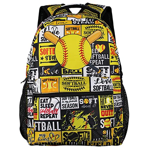 Softball Backpack for Boys Girls, Elementary Middle High School Bookbags for Teen Kids, Travel Laptop Backpack for College Students Women Men Durable Lightweight School Bags, 17 Inch Large Back Packs