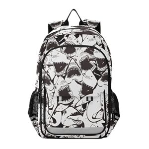 alaza angry shark attack fun animal laptop backpack purse for women men travel bag casual daypack with compartment & multiple pockets