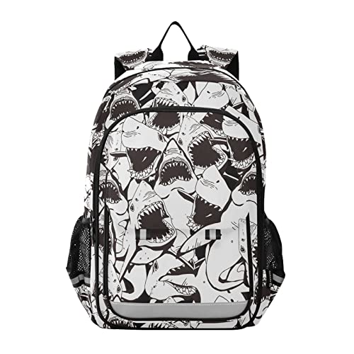 ALAZA Angry Shark Attack Fun Animal Laptop Backpack Purse for Women Men Travel Bag Casual Daypack with Compartment & Multiple Pockets