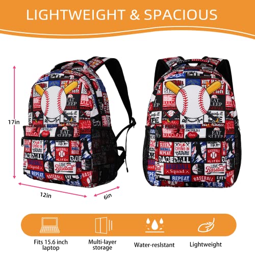 Baseball Backpack for Boys, Elementary Middle High School Bookbags for Teen Kids, Travel Laptop Backpack for College Students Women Men Durable Lightweight School Bags, 17 Inch Large Back Packs