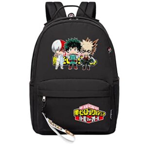 tpstbay women's casual daypack with cute anime mha cartoon design - lightweight and durable (black1)