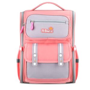 fsoezso school backpacks 16 * 12 * 5 in for girl, cute book bag with compartments for teen girl kid students elementary middle school, kids' school bag, pink