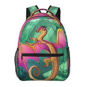 duahuazai kid's backpack wings dragons fire school bag for teens girls women laptop daypack sturdy waterproof book bags