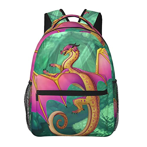 DUAHUAZAI Kid's Backpack Wings Dragons Fire School Bag For Teens Girls Women Laptop Daypack Sturdy Waterproof Book Bags