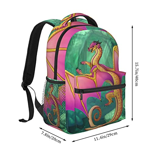 DUAHUAZAI Kid's Backpack Wings Dragons Fire School Bag For Teens Girls Women Laptop Daypack Sturdy Waterproof Book Bags