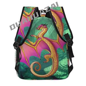 DUAHUAZAI Kid's Backpack Wings Dragons Fire School Bag For Teens Girls Women Laptop Daypack Sturdy Waterproof Book Bags