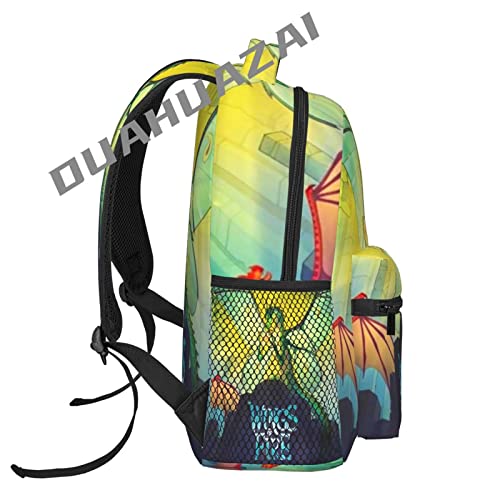 DUAHUAZAI Kid's Backpack Wings Dragons Fire School Backpack For Teens Girls Women Laptop Daypack Sturdy Waterproof Book Bags