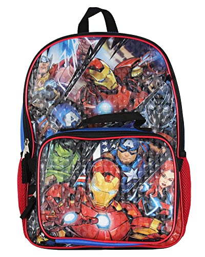 Marvel Avengers 5 Pc Kids Backpack Set Lunch Box Key Chain Pencil Case Carabiner For Travel School