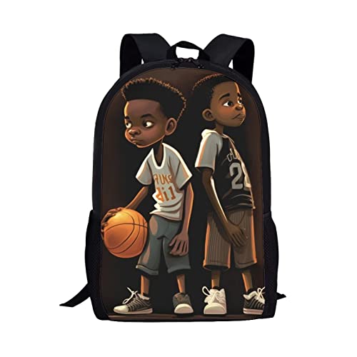 ZOUTAIRONG African Boys School Bag Basketball Backpack Elementary Girls Bookbag Age 6 7 8 9 10 11 12 Year Old,Middle Student Kids Book Bag with Water Bottle Holder