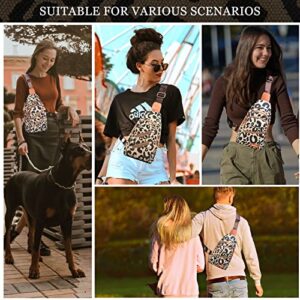 Long Keeper Crossbody Sling Bag for Women Leopard Print Travel Chest Bag Small Hiking Cycling Waterproof Shoulder Backpack (Single Zipper)