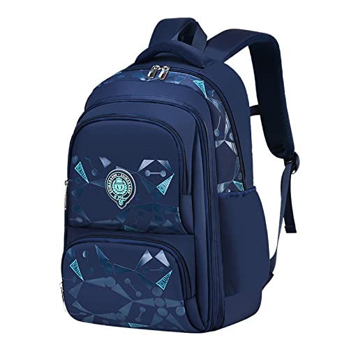 HANXIUCAO Backpacks for Boys Refrigerator Door School Backpack Large Capacity Primary School Boys 8-12 (Dark Blue)