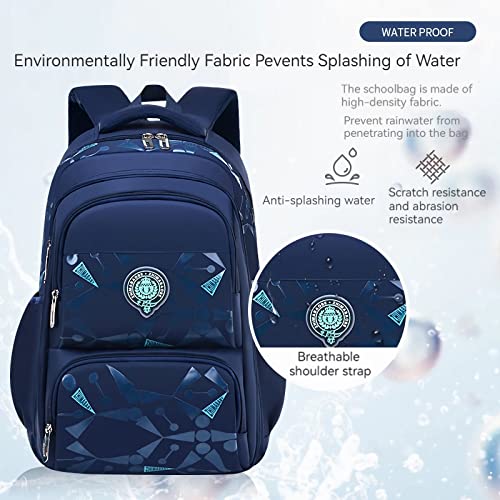 HANXIUCAO Backpacks for Boys Refrigerator Door School Backpack Large Capacity Primary School Boys 8-12 (Dark Blue)