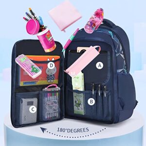 HANXIUCAO Backpacks for Boys Refrigerator Door School Backpack Large Capacity Primary School Boys 8-12 (Dark Blue)