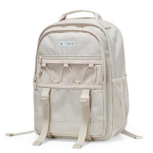 oiwas travel backpack for women, 15.6 inch laptop bag unisex 24l fashion bag casual daypack large capacity computer backpacks for work outdoor hiking (off white)
