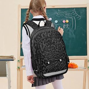 ZOEO Teen Girls Backpack Dark Gray Leopard Cheetah Print Large College Student Laptop Bag Purse Women for Travel High School