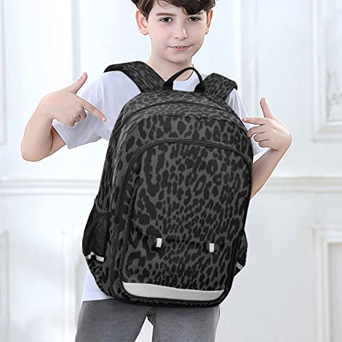 ZOEO Teen Girls Backpack Dark Gray Leopard Cheetah Print Large College Student Laptop Bag Purse Women for Travel High School