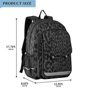 ZOEO Teen Girls Backpack Dark Gray Leopard Cheetah Print Large College Student Laptop Bag Purse Women for Travel High School