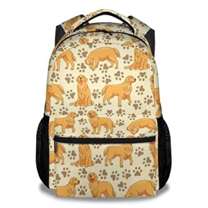 aiomxzz golden retriever backpack gifts, 16 inch cute dog pattern bookbag durable, lightweight, large capacity