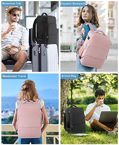 Beraliy Large Travel Backpack, Personal Item Bag for Airlines, Carry On Luggage, Hiking Backpack,Laptop Backpack, Lightweight College Work Gym Weekender Bag Men Women, Black