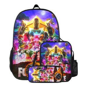 ehdhvnp 3pcs anime game backpack 3d printed daypacks casual sport bag set with lunch box and pencilcase for gifts travel