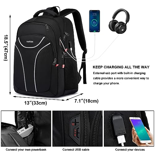 YAMTION Laptop Bookbag,17 Inch School Backpack Large for Men College Backpack with USB for High School Teen Students Adult Business Work Office Travel