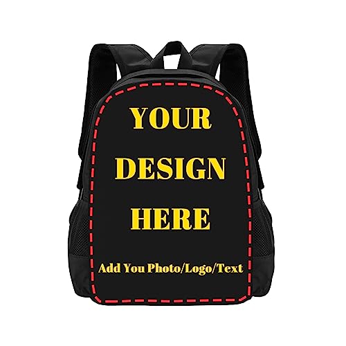 UJDUYSD Custom Backpack for Mens Womens, Personalized Backpacks with Photo Text Logo, Customize Casual Large Capacity with Compartments Laptop Bags for Travel, Camping 17"