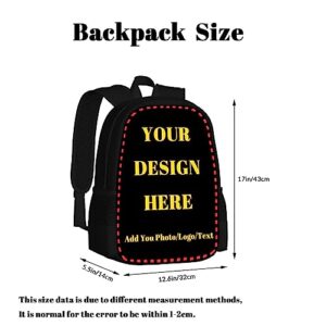 UJDUYSD Custom Backpack for Mens Womens, Personalized Backpacks with Photo Text Logo, Customize Casual Large Capacity with Compartments Laptop Bags for Travel, Camping 17"