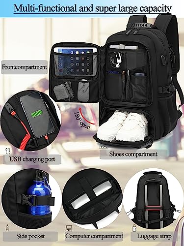 EYAMU Men's travel laptop backpack, Extra large 60L laptop backpack,College Backpack,Large capacity men's backpacks,Fits 17 Inch Computer, USB charging port,Expandable capacity