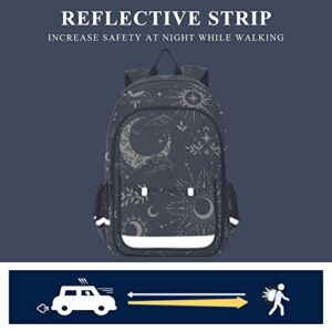 Glaphy Magic Sun Moon Clouds Stars Boho Backpack School Bag Lightweight Laptop Backpack Student Travel Daypack with Reflective Stripes