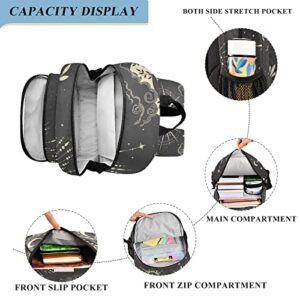 Glaphy Magic Sun Moon Clouds Stars Boho Backpack School Bag Lightweight Laptop Backpack Student Travel Daypack with Reflective Stripes