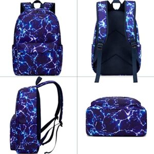 Meisohua Boys School Backpack with Lunch Bag Lightning Blue Boys Backpack Elementary Middle School Bookbags 3 in 1 Set Backpack for Boys Water Resistant