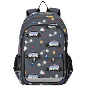 glaphy police car pattern backpack school bag lightweight laptop backpack student travel daypack with reflective stripes