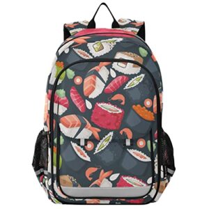 glaphy japanese sushi and rolls backpack school bag lightweight laptop backpack student travel daypack with reflective stripes