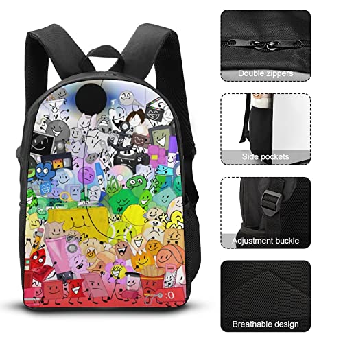 Hei Bai.JZQ Casual 3 in 1 Backpack Set Anime Bookbag With Lunch Box And Pencil Case, Black