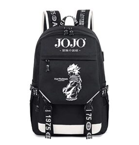 tpstbay anime character kujo jotaro printing oxford backpack with usb charging port, casual laptop daypack (5)