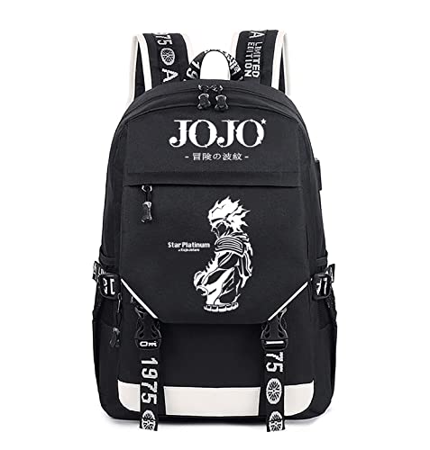 TPSTBAY Anime Character Kujo Jotaro Printing Oxford Backpack With USB Charging Port, Casual Laptop Daypack (5)