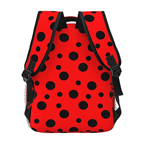 Wiqodme Ladybug Red Black Polka Dot Backpack Casual Laptop Daypack Computer Bag for Men Women Travel