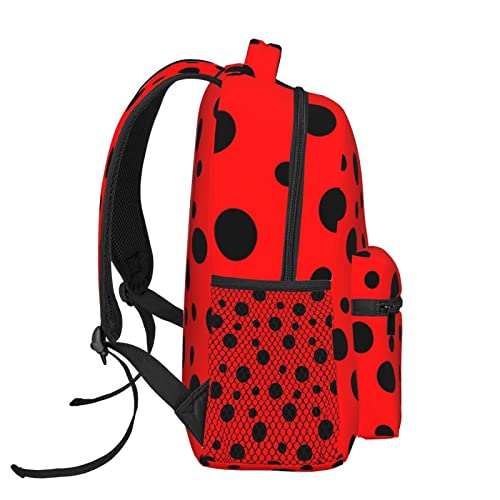 Wiqodme Ladybug Red Black Polka Dot Backpack Casual Laptop Daypack Computer Bag for Men Women Travel