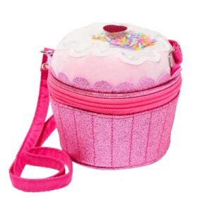 claire's club pink glitter cupcake crossbody bag with sprinkles - 5.5w x 4.5h x 4d in.
