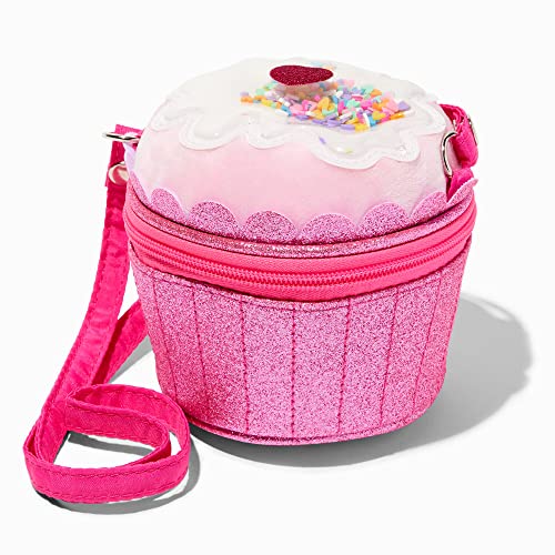 Claire's Club Pink Glitter Cupcake Crossbody Bag with Sprinkles - 5.5W x 4.5H x 4D in.