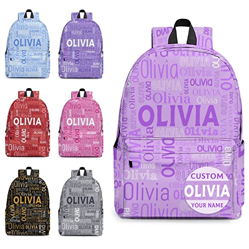 ihnlutzc Custom Name Backpack, Personalized Schoolbag with Name for Boys Girls Kids, Customized Casual Backpack with Name Gifts for School Travel Picnic Camping Hiking