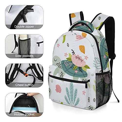 MEIKKO Turtle Seahorse Sea-grass Backpack Multicoloured Sea Computer Bags with Chest Strap,Lightweight Casual Daypack for Women Men Hiking Travel Work and Business 16 Inch