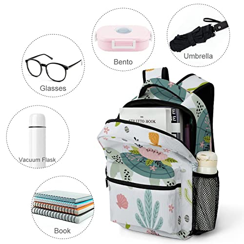 MEIKKO Turtle Seahorse Sea-grass Backpack Multicoloured Sea Computer Bags with Chest Strap,Lightweight Casual Daypack for Women Men Hiking Travel Work and Business 16 Inch