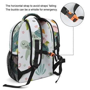 MEIKKO Turtle Seahorse Sea-grass Backpack Multicoloured Sea Computer Bags with Chest Strap,Lightweight Casual Daypack for Women Men Hiking Travel Work and Business 16 Inch