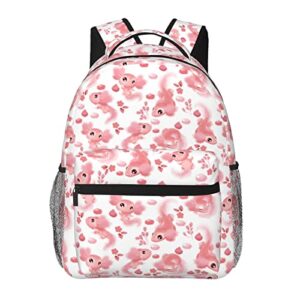 niuyoif cute pink axolotl large backpack for men women personalized laptop tablet travel daypacks shoulder bag