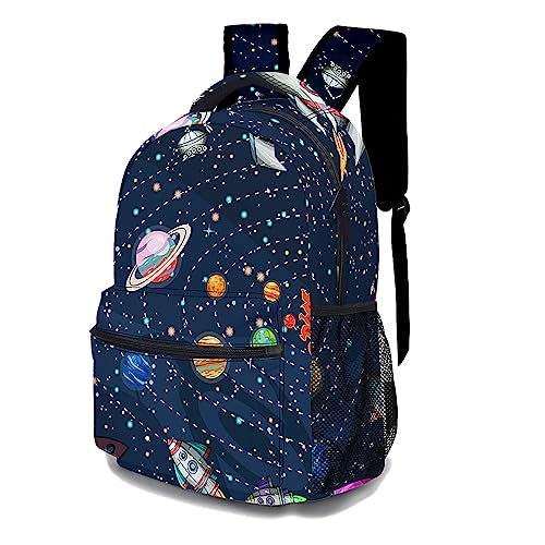 17 Inch Space Backpack, Cartoon Galaxy Daypack Stylish Laptop Bag, Cool Shoulders Backpack with Adjustable Shoulder Strap(Space & Galaxy)